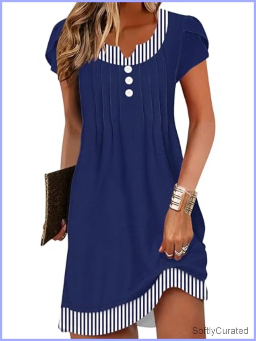 Summer Beach Dress Cover Up Sundress Petal Sleeves Flowy Casual